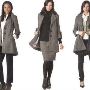 EUC CAbi Shakespeare Wool Blend Tweed Swing Coat Jacket